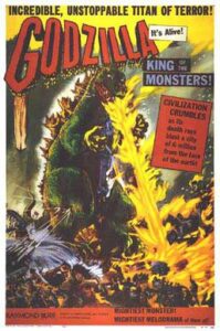 Movie poster of Godzilla, King of the Monsters advertises the 1956 film release